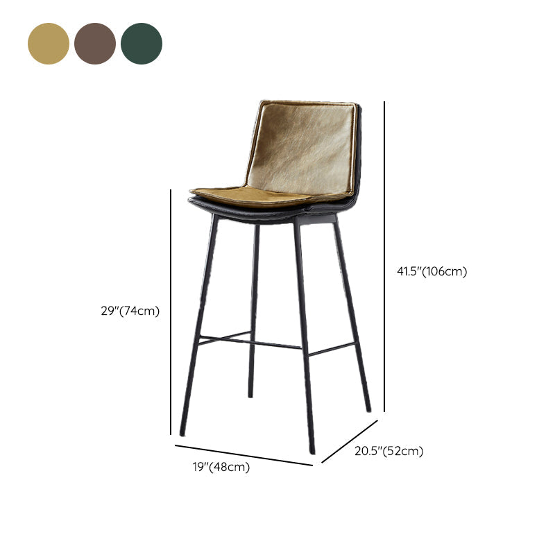 Contemporary Style Low Back Leather Armless Bar Stool with Metal Legs Clearhalo 'Bar Furniture' 'Bar Stools' 'bar_stools' 'furn' 'furn_bar_stools' 'Furniture' 'Kitchen & Dining Furniture' 7778974