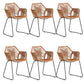 Modern Style Wicker Low Back Armed Bar Stool with Metal Legs Khaki 6 Piece Set Short Stool(18"H) Clearhalo 'Bar Furniture' 'Bar Stools' 'bar_stools' 'furn' 'furn_bar_stools' 'Furniture' 'Kitchen & Dining Furniture' 7779115