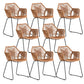 Modern Style Wicker Low Back Armed Bar Stool with Metal Legs Khaki 8 Piece Set Short Stool(18"H) Clearhalo 'Bar Furniture' 'Bar Stools' 'bar_stools' 'furn' 'furn_bar_stools' 'Furniture' 'Kitchen & Dining Furniture' 7779117