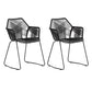 Modern Style Wicker Low Back Armed Bar Stool with Metal Legs Black 2 Piece Set Short Stool(18"H) Clearhalo 'Bar Furniture' 'Bar Stools' 'bar_stools' 'furn' 'furn_bar_stools' 'Furniture' 'Kitchen & Dining Furniture' 7779129