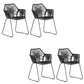 Modern Style Wicker Low Back Armed Bar Stool with Metal Legs Black 4 Piece Set Short Stool(18"H) Clearhalo 'Bar Furniture' 'Bar Stools' 'bar_stools' 'furn' 'furn_bar_stools' 'Furniture' 'Kitchen & Dining Furniture' 7779130