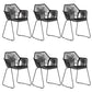 Modern Style Wicker Low Back Armed Bar Stool with Metal Legs Black 6 Piece Set Short Stool(18"H) Clearhalo 'Bar Furniture' 'Bar Stools' 'bar_stools' 'furn' 'furn_bar_stools' 'Furniture' 'Kitchen & Dining Furniture' 7779131