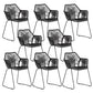Modern Style Wicker Low Back Armed Bar Stool with Metal Legs Black 8 Piece Set Short Stool(18"H) Clearhalo 'Bar Furniture' 'Bar Stools' 'bar_stools' 'furn' 'furn_bar_stools' 'Furniture' 'Kitchen & Dining Furniture' 7779132