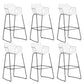 Modern Style Wicker Low Back Armed Bar Stool with Metal Legs White 6 Piece Set Bar Stool(30"H) Clearhalo 'Bar Furniture' 'Bar Stools' 'bar_stools' 'furn' 'furn_bar_stools' 'Furniture' 'Kitchen & Dining Furniture' 7779136