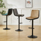 Contemporary Style Leather Adjustable Swivel Bar Stool with Metal Leg