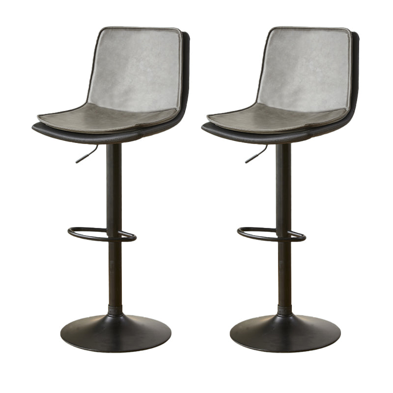 Contemporary Style Leather Adjustable Swivel Bar Stool with Metal Leg