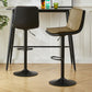 Contemporary Style Leather Adjustable Swivel Bar Stool with Metal Leg