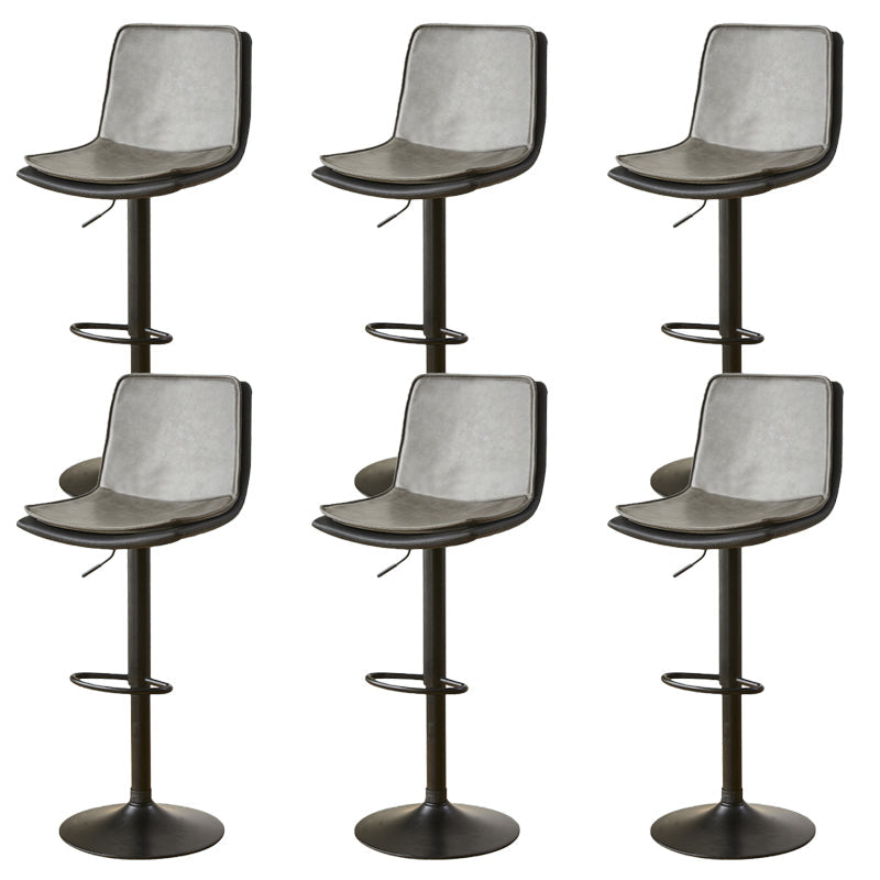 Contemporary Style Leather Adjustable Swivel Bar Stool with Metal Leg