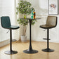 Contemporary Style Leather Adjustable Swivel Bar Stool with Metal Leg