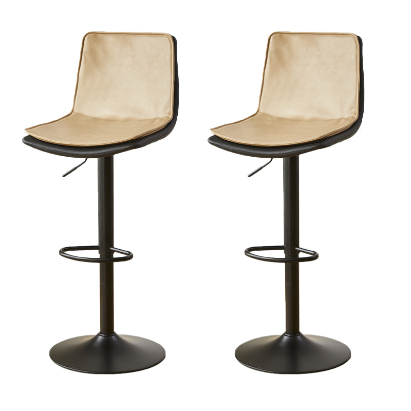 Contemporary Style Leather Adjustable Swivel Bar Stool with Metal Leg