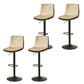 Contemporary Style Leather Adjustable Swivel Bar Stool with Metal Leg