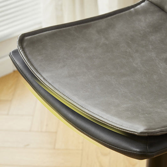 Contemporary Style Leather Adjustable Swivel Bar Stool with Metal Leg