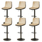 Contemporary Style Leather Adjustable Swivel Bar Stool with Metal Leg