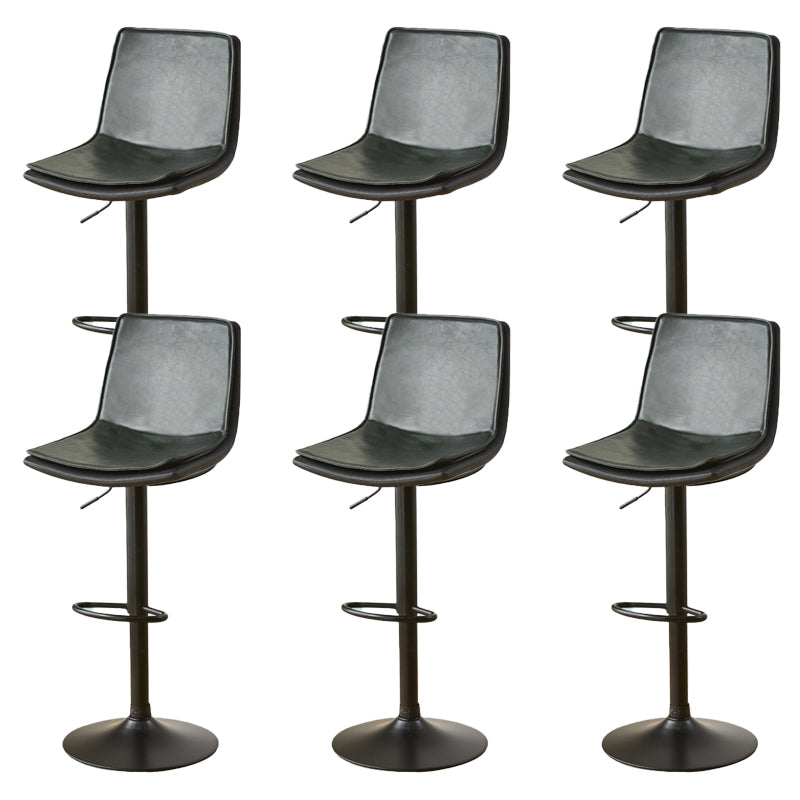 Contemporary Style Leather Adjustable Swivel Bar Stool with Metal Leg