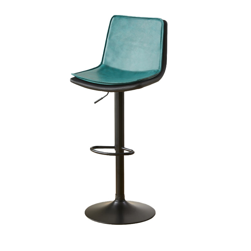Contemporary Style Leather Adjustable Swivel Bar Stool with Metal Leg