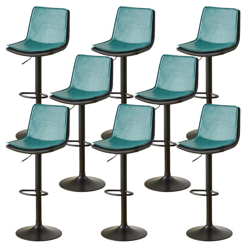 Contemporary Style Leather Adjustable Swivel Bar Stool with Metal Leg