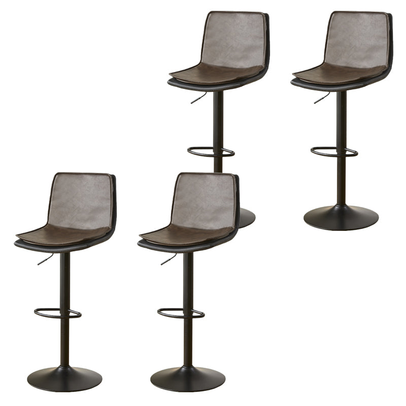 Contemporary Style Leather Adjustable Swivel Bar Stool with Metal Leg