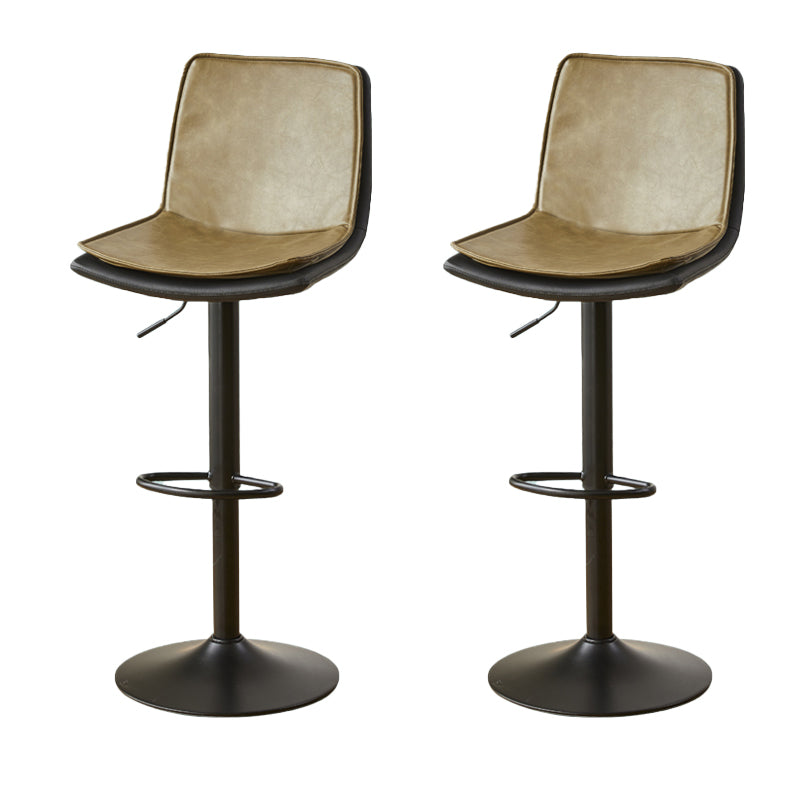 Contemporary Style Leather Adjustable Swivel Bar Stool with Metal Leg