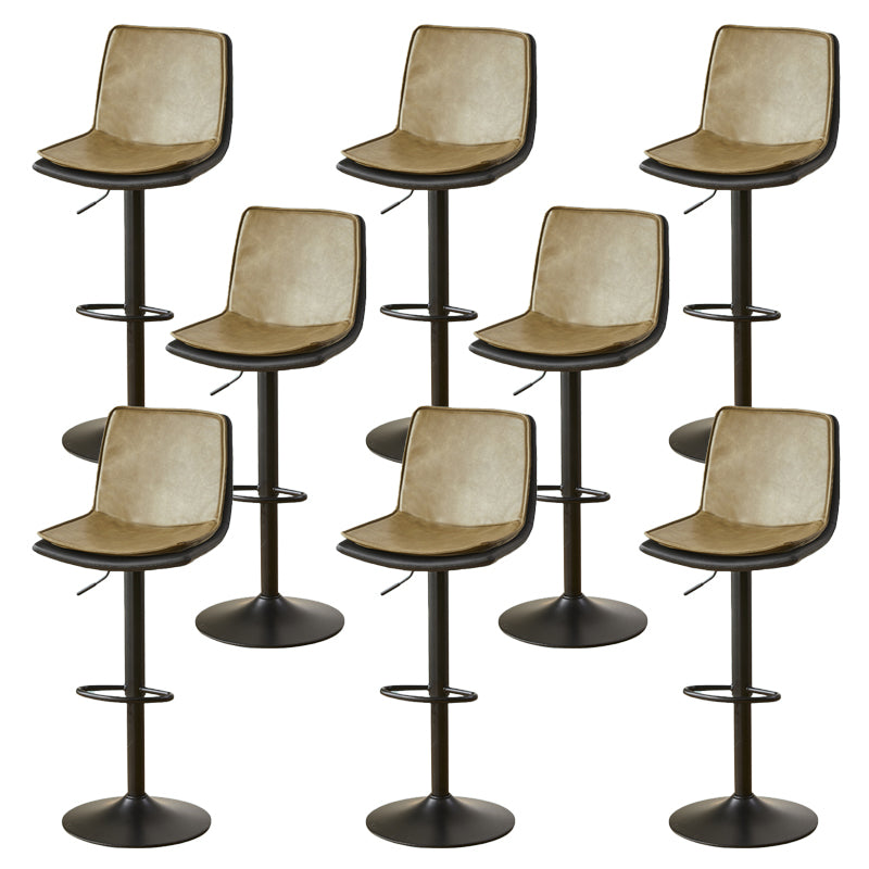 Contemporary Style Leather Adjustable Swivel Bar Stool with Metal Leg