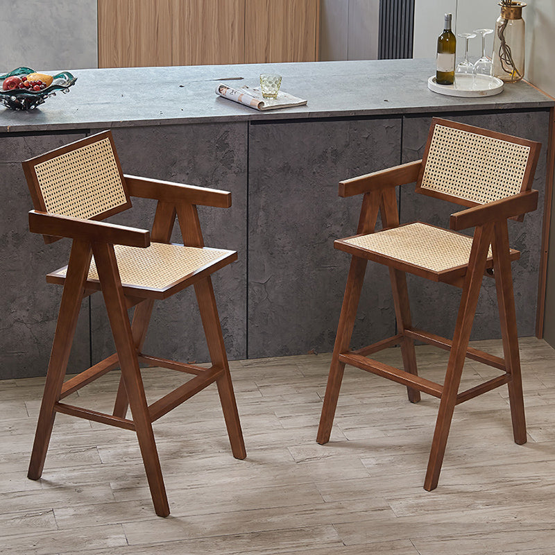 Contemporary Style Low Back Solid Wood Armed Bar Stool for Home Clearhalo 'Bar Furniture' 'Bar Stools' 'bar_stools' 'furn' 'furn_bar_stools' 'Furniture' 'Kitchen & Dining Furniture' 7779225
