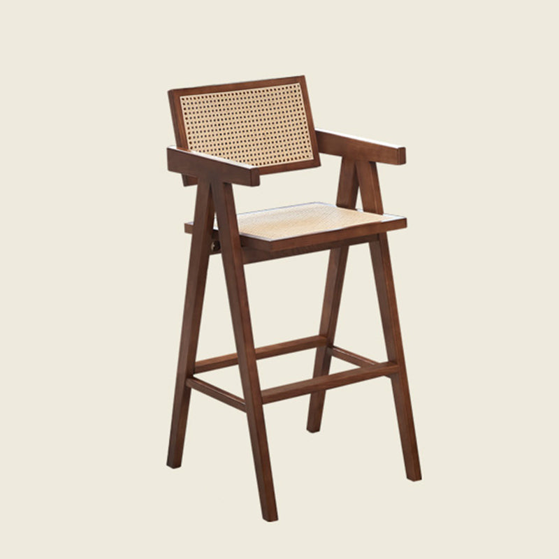 Contemporary Style Low Back Solid Wood Armed Bar Stool for Home Light Walnut 1 Piece Clearhalo 'Bar Furniture' 'Bar Stools' 'bar_stools' 'furn' 'furn_bar_stools' 'Furniture' 'Kitchen & Dining Furniture' 7779226