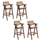 Contemporary Style Low Back Solid Wood Armed Bar Stool for Home Light Walnut 4 Piece Set Clearhalo 'Bar Furniture' 'Bar Stools' 'bar_stools' 'furn' 'furn_bar_stools' 'Furniture' 'Kitchen & Dining Furniture' 7779229