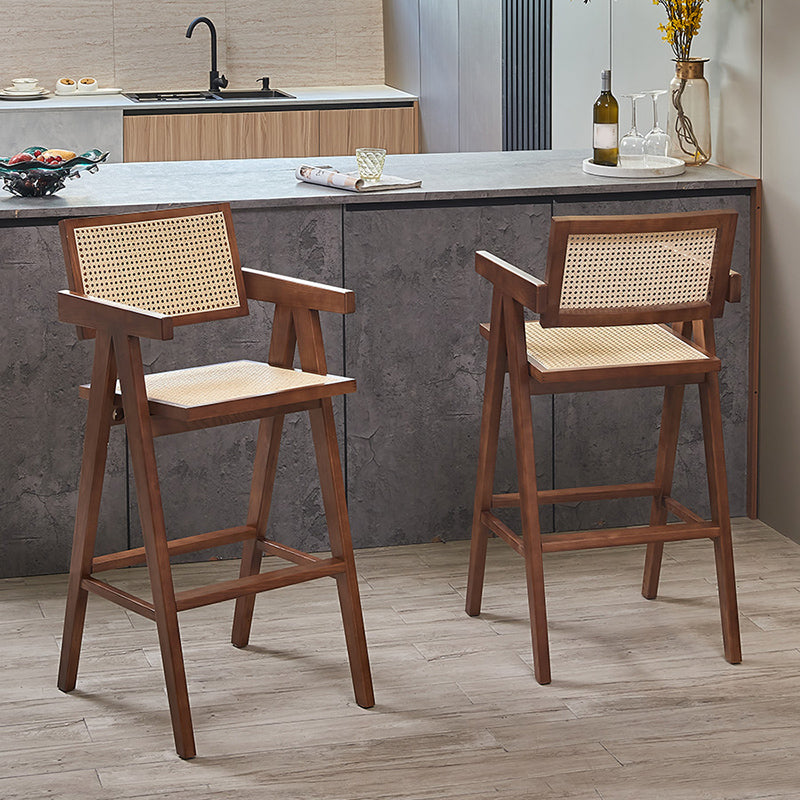 Contemporary Style Low Back Solid Wood Armed Bar Stool for Home Clearhalo 'Bar Furniture' 'Bar Stools' 'bar_stools' 'furn' 'furn_bar_stools' 'Furniture' 'Kitchen & Dining Furniture' 7779230