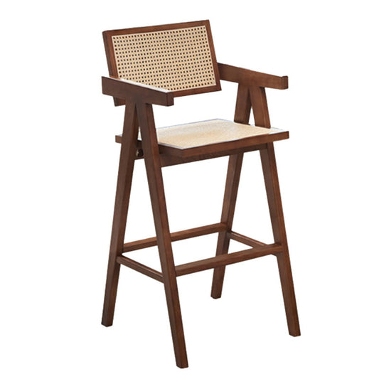 Contemporary Style Low Back Solid Wood Armed Bar Stool for Home