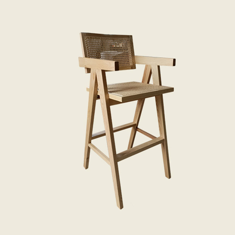 Contemporary Style Low Back Solid Wood Armed Bar Stool for Home Natural 1 Piece Clearhalo 'Bar Furniture' 'Bar Stools' 'bar_stools' 'furn' 'furn_bar_stools' 'Furniture' 'Kitchen & Dining Furniture' 7779236
