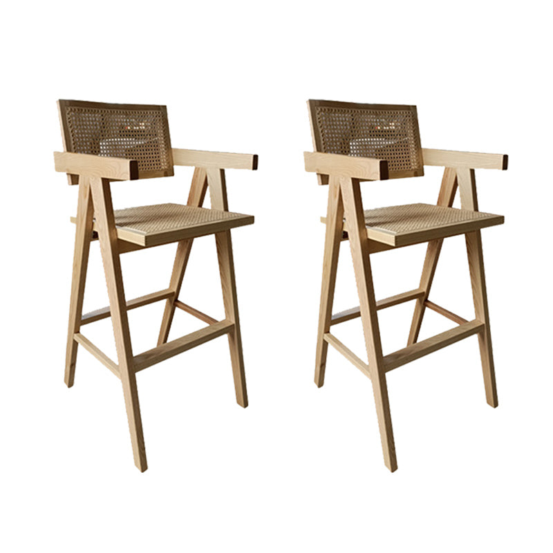 Contemporary Style Low Back Solid Wood Armed Bar Stool for Home Natural 2 Piece Set Clearhalo 'Bar Furniture' 'Bar Stools' 'bar_stools' 'furn' 'furn_bar_stools' 'Furniture' 'Kitchen & Dining Furniture' 7779237