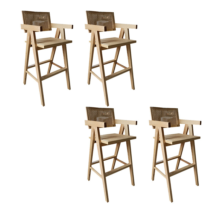 Contemporary Style Low Back Solid Wood Armed Bar Stool for Home Natural 4 Piece Set Clearhalo 'Bar Furniture' 'Bar Stools' 'bar_stools' 'furn' 'furn_bar_stools' 'Furniture' 'Kitchen & Dining Furniture' 7779240