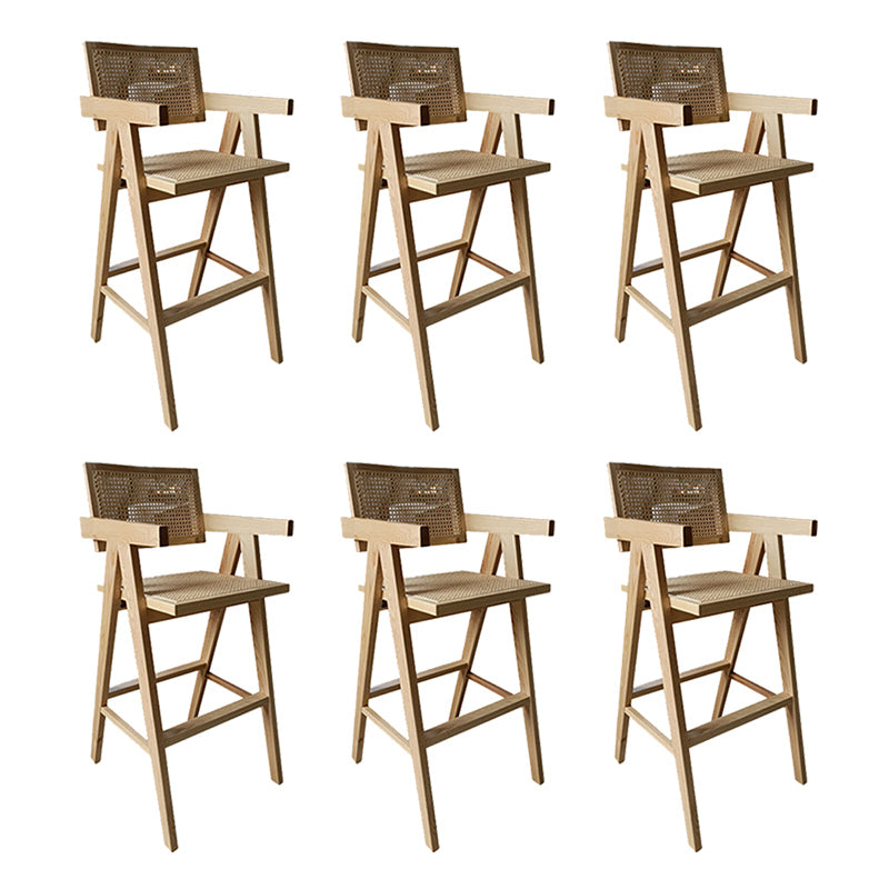Contemporary Style Low Back Solid Wood Armed Bar Stool for Home Natural 6 Piece Set Clearhalo 'Bar Furniture' 'Bar Stools' 'bar_stools' 'furn' 'furn_bar_stools' 'Furniture' 'Kitchen & Dining Furniture' 7779241