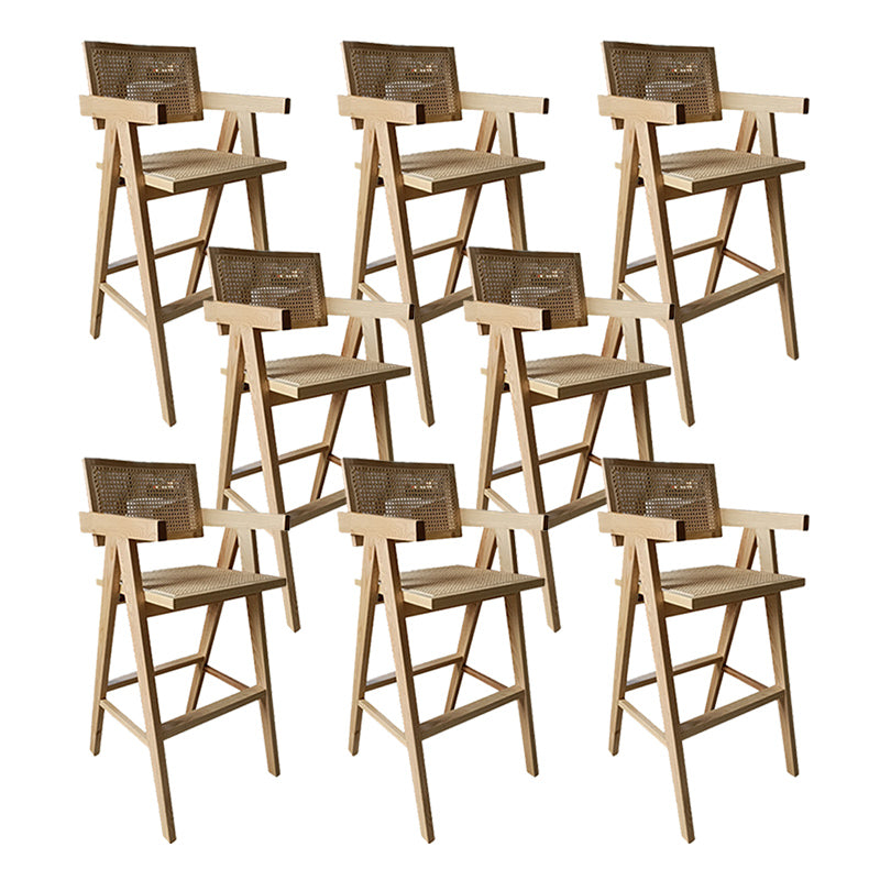 Contemporary Style Low Back Solid Wood Armed Bar Stool for Home Natural 8 Piece Set Clearhalo 'Bar Furniture' 'Bar Stools' 'bar_stools' 'furn' 'furn_bar_stools' 'Furniture' 'Kitchen & Dining Furniture' 7779242