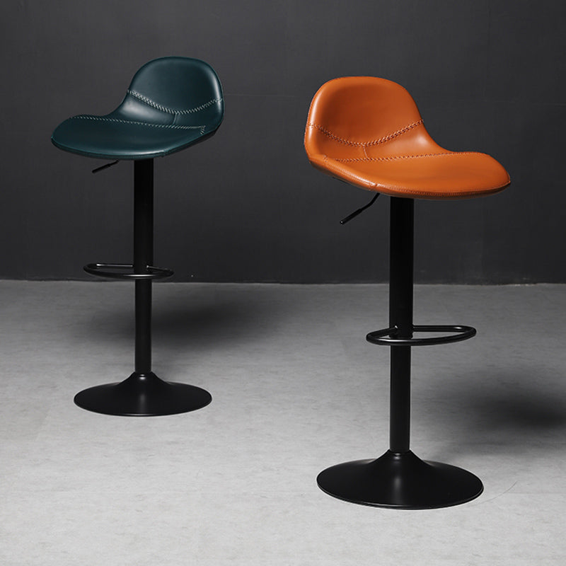 Indoor Industrial Metal Legs Faux Leather Upholstered Bar Stools