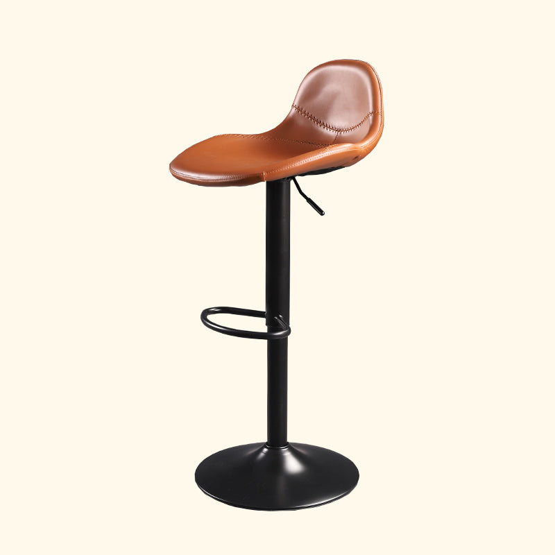 Indoor Industrial Metal Legs Faux Leather Upholstered Bar Stools