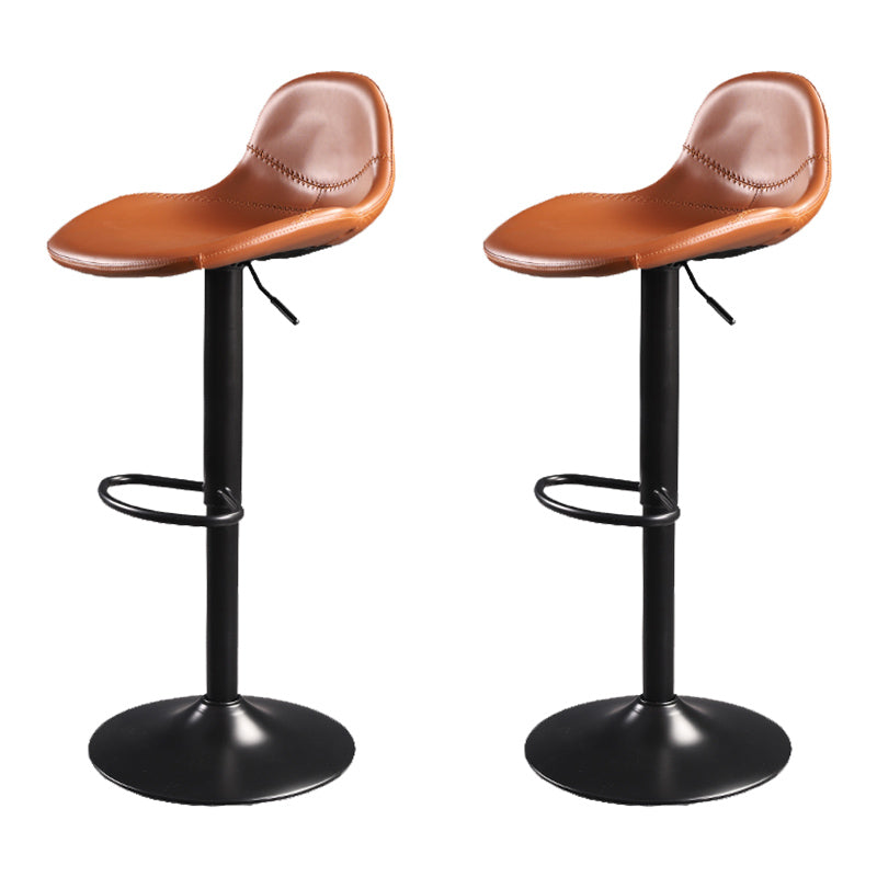 Indoor Industrial Metal Legs Faux Leather Upholstered Bar Stools