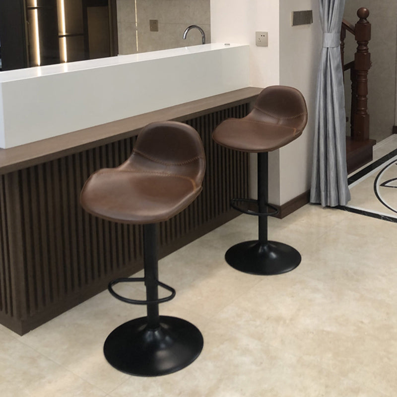 Indoor Industrial Metal Legs Faux Leather Upholstered Bar Stools