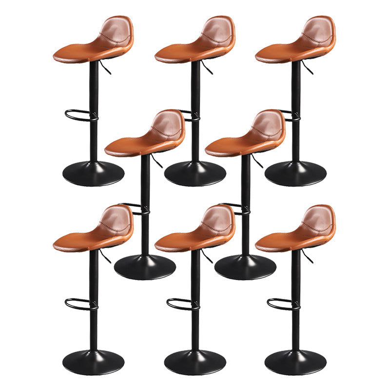 Indoor Industrial Metal Legs Faux Leather Upholstered Bar Stools