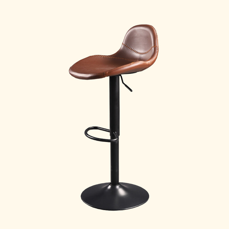 Indoor Industrial Metal Legs Faux Leather Upholstered Bar Stools