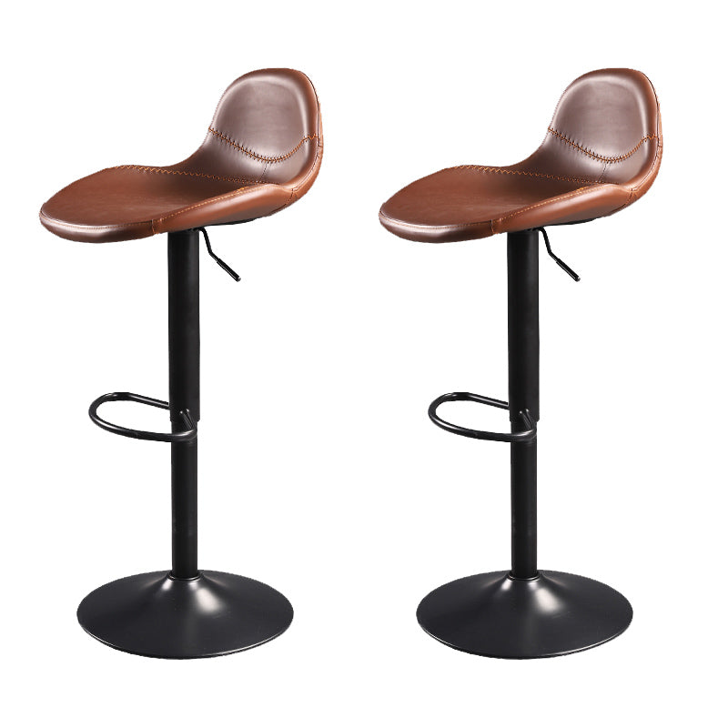 Indoor Industrial Metal Legs Faux Leather Upholstered Bar Stools