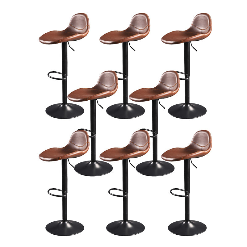 Indoor Industrial Metal Legs Faux Leather Upholstered Bar Stools