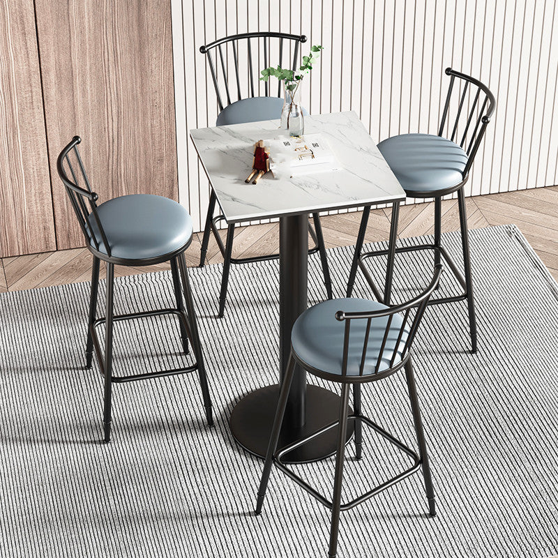 Ensemble de bar PCS 1/2/3/5 moderne avec table de pub carrée et tabourets métalliques pour la maison