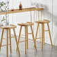 Natural Finish 1/4 Pcs Bar Set with Wooden Stools for Dining Room