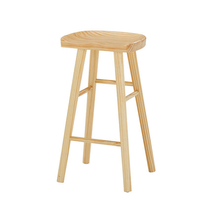 Natural Finish 1/4 Pcs Bar Set with Wooden Stools for Dining Room