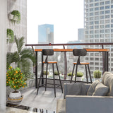 1/3 Pieces Modern Rectangle Solid Wood Bar Table with High Stools