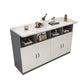 Modern Rectangle White Top Bar Dining Table with Storage for Living Room