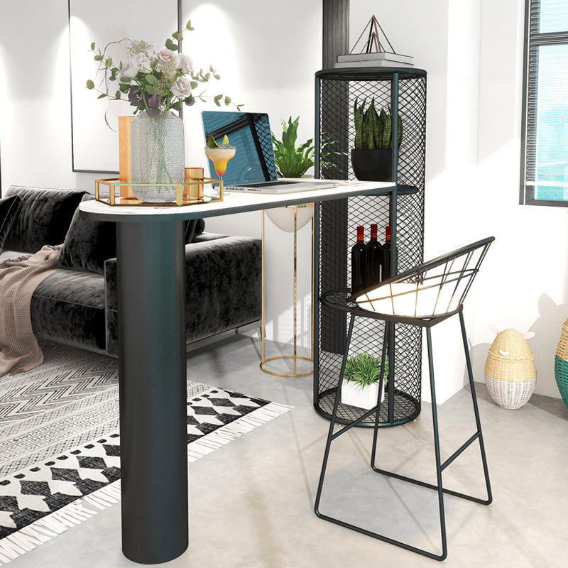 Modern Double Pedestal Sintered Stone Bar Table for Kitchen Dining Room Clearhalo 'Bar Furniture' 'Bar Tables' 'bar_tables' 'furn' 'furn_bar_tables' 'Furniture' 'Kitchen & Dining Furniture' 7779461