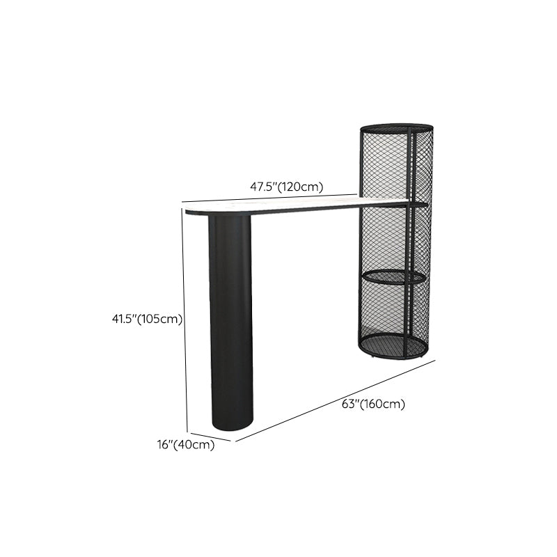 Modern Double Pedestal Sintered Stone Bar Table for Kitchen Dining Room Clearhalo 'Bar Furniture' 'Bar Tables' 'bar_tables' 'furn' 'furn_bar_tables' 'Furniture' 'Kitchen & Dining Furniture' 7779469
