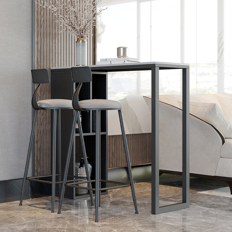 Modern Sintered Stone Top Double Pedestal Bar Table for Kitchen Dining Room
