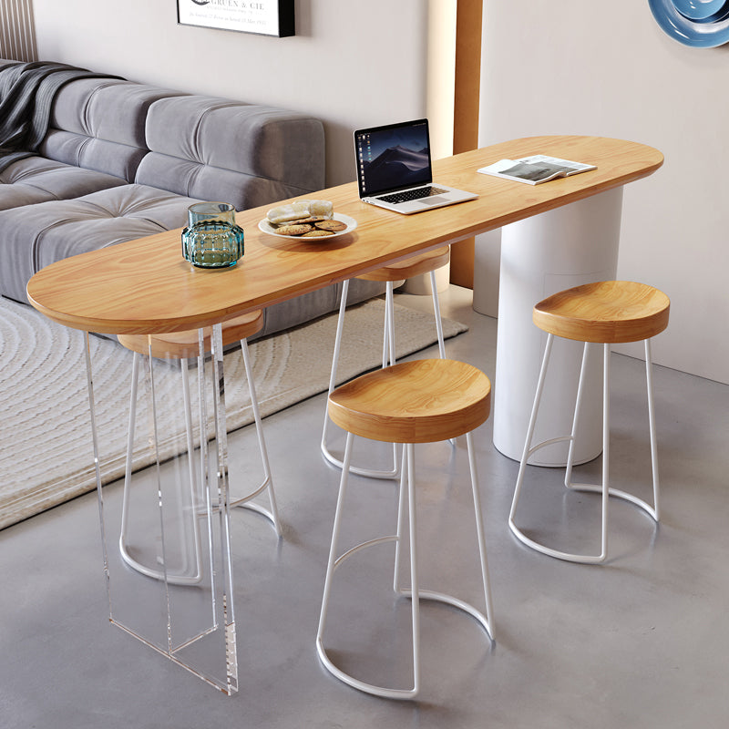 Contemporary Solid Wood Oval Bar Dining Table for Living Room Clearhalo 'Bar Furniture' 'Bar Tables' 'bar_tables' 'furn' 'furn_bar_tables' 'Furniture' 'Kitchen & Dining Furniture' 7779516